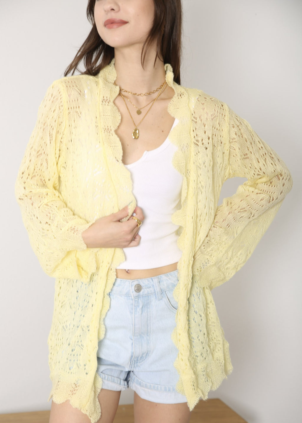 Cárdigan de crochet para mujer de Anna-Kaci, informal, ligero, de manga larga, abierto al frente, suéter, para playa, para verano 