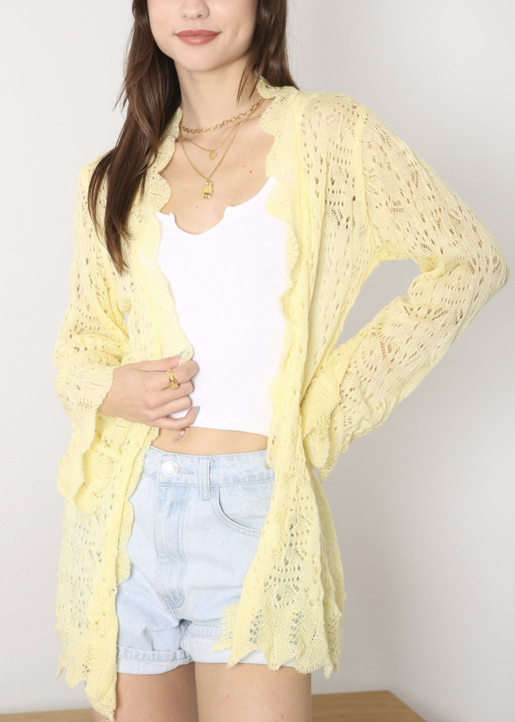 Cárdigan de crochet para mujer de Anna-Kaci, informal, ligero, de manga larga, abierto al frente, suéter, para playa, para verano 