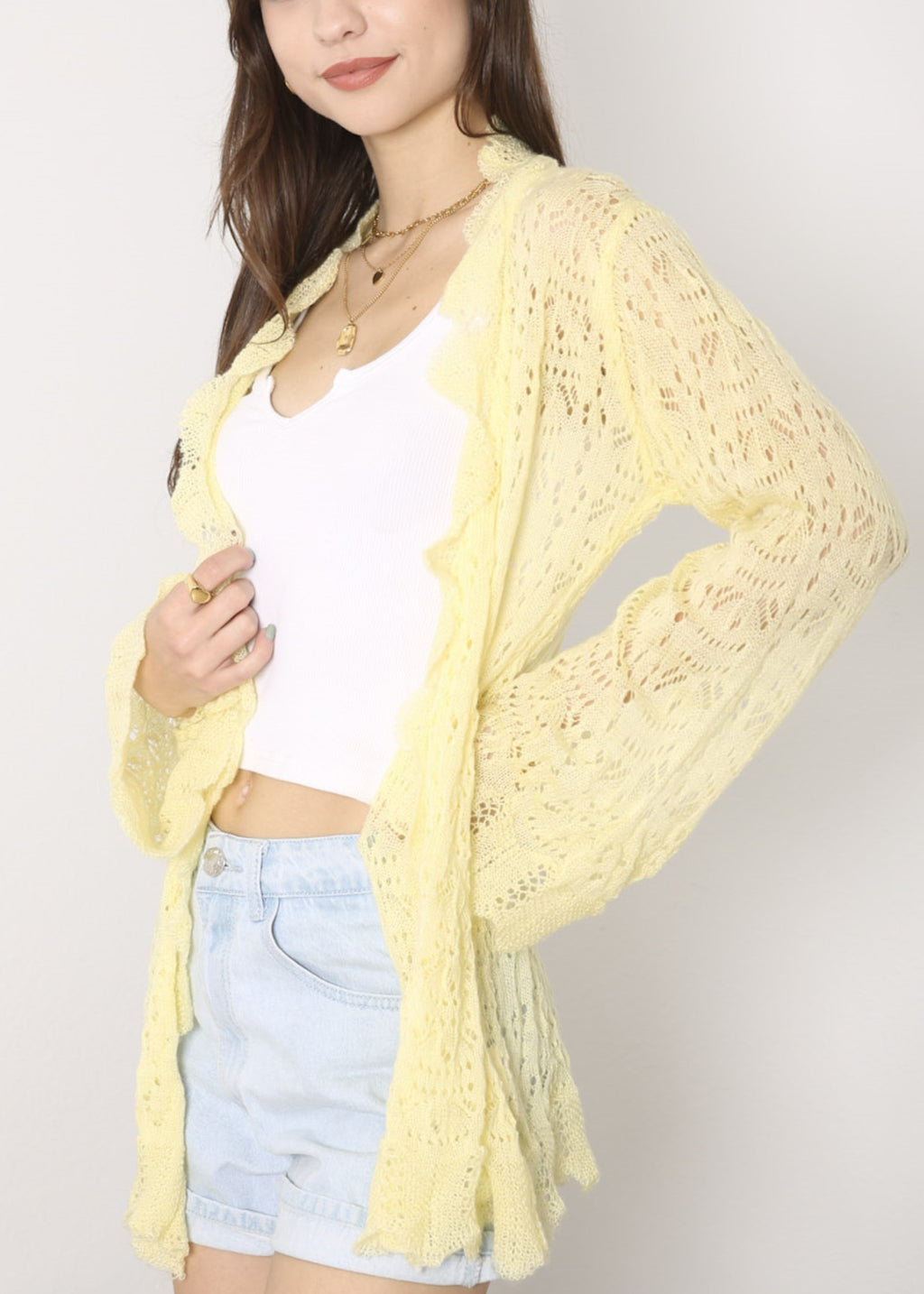 Cárdigan de crochet para mujer de Anna-Kaci, informal, ligero, de manga larga, abierto al frente, suéter, para playa, para verano 