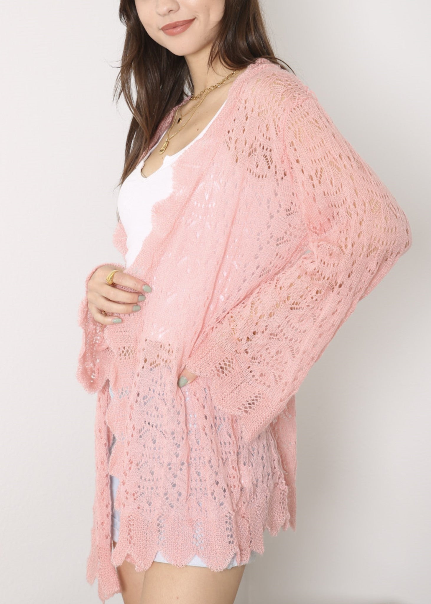 Cárdigan de crochet para mujer de Anna-Kaci, informal, ligero, de manga larga, abierto al frente, suéter, para playa, para verano 