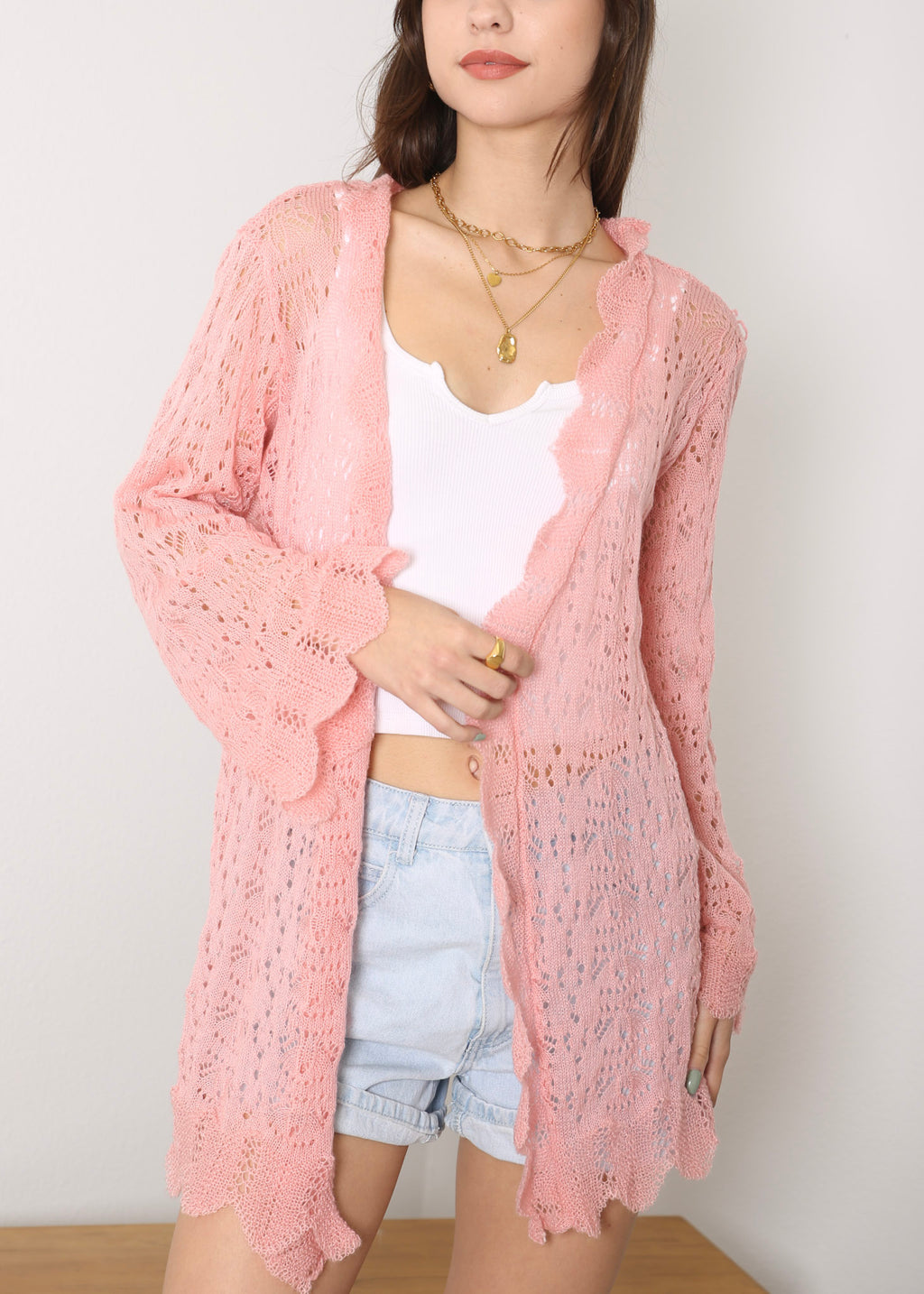 Cárdigan de crochet para mujer de Anna-Kaci, informal, ligero, de manga larga, abierto al frente, suéter, para playa, para verano 