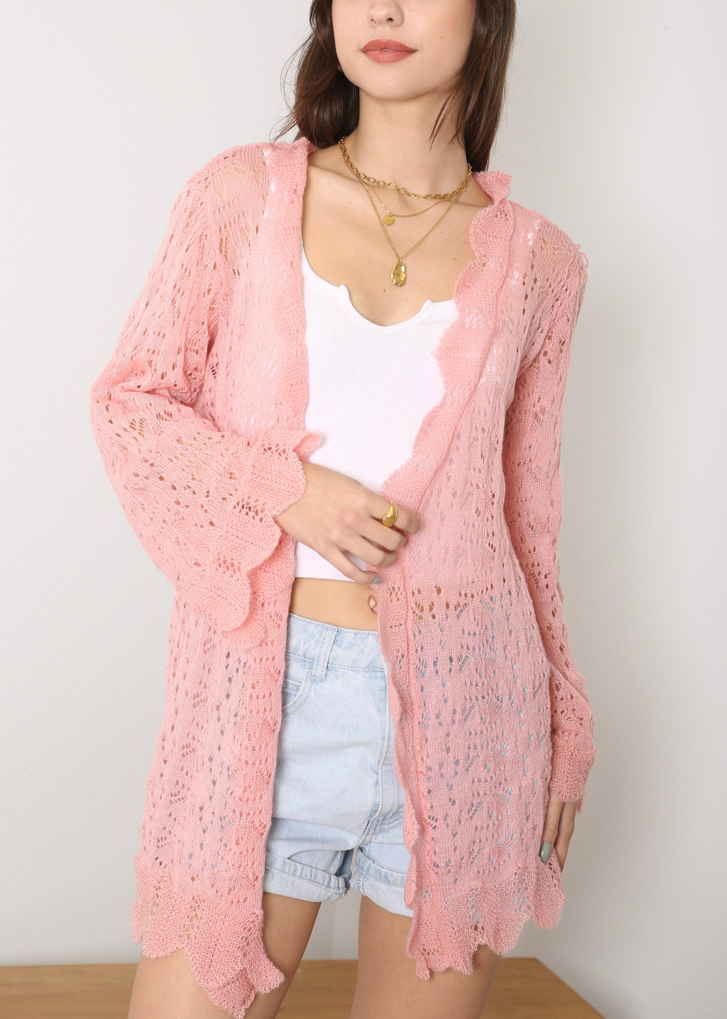 Cárdigan de crochet para mujer de Anna-Kaci, informal, ligero, de manga larga, abierto al frente, suéter, para playa, para verano 