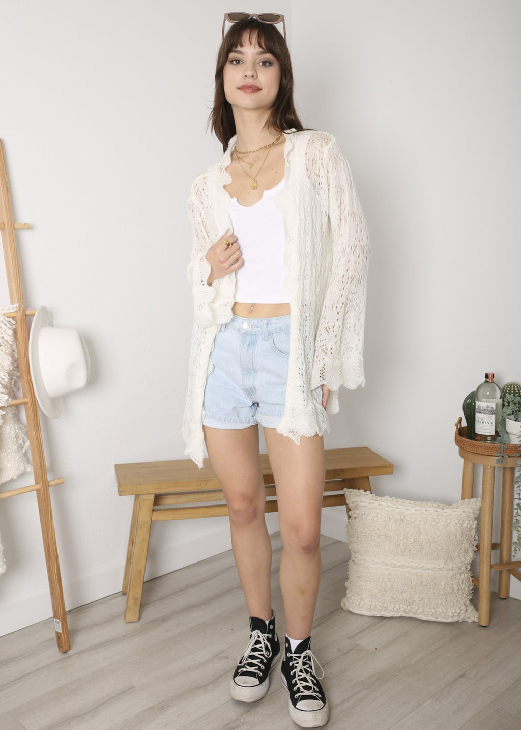Cárdigan de crochet para mujer de Anna-Kaci, informal, ligero, de manga larga, abierto al frente, suéter, para playa, para verano 