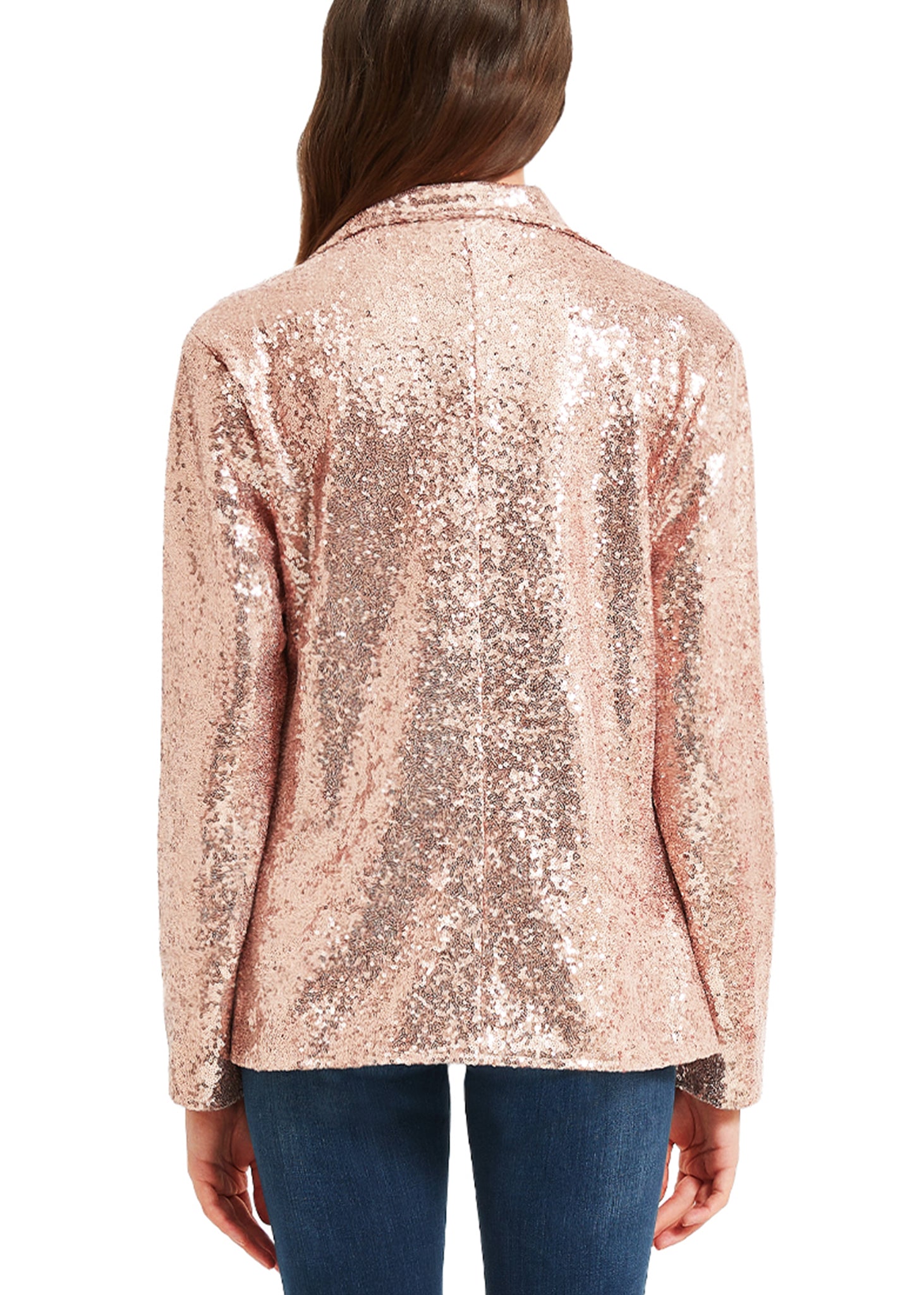 Chaqueta blazer con lentejuelas de manga larga para mujer de Anna-Kaci, abrigo informal brillante con bolsillo