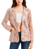 Chaqueta blazer con lentejuelas de manga larga para mujer de Anna-Kaci, abrigo informal brillante con bolsillo