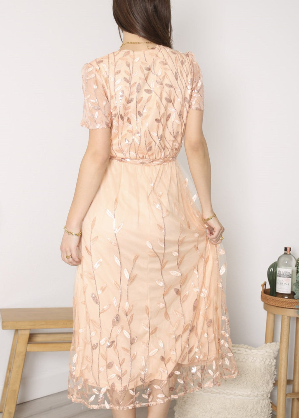 Vestido largo de noche con escote en V y lentejuelas para mujer de Anna-Kaci, vestido cruzado con encaje y bordado floral, vestido largo brillante para fiesta de bodas