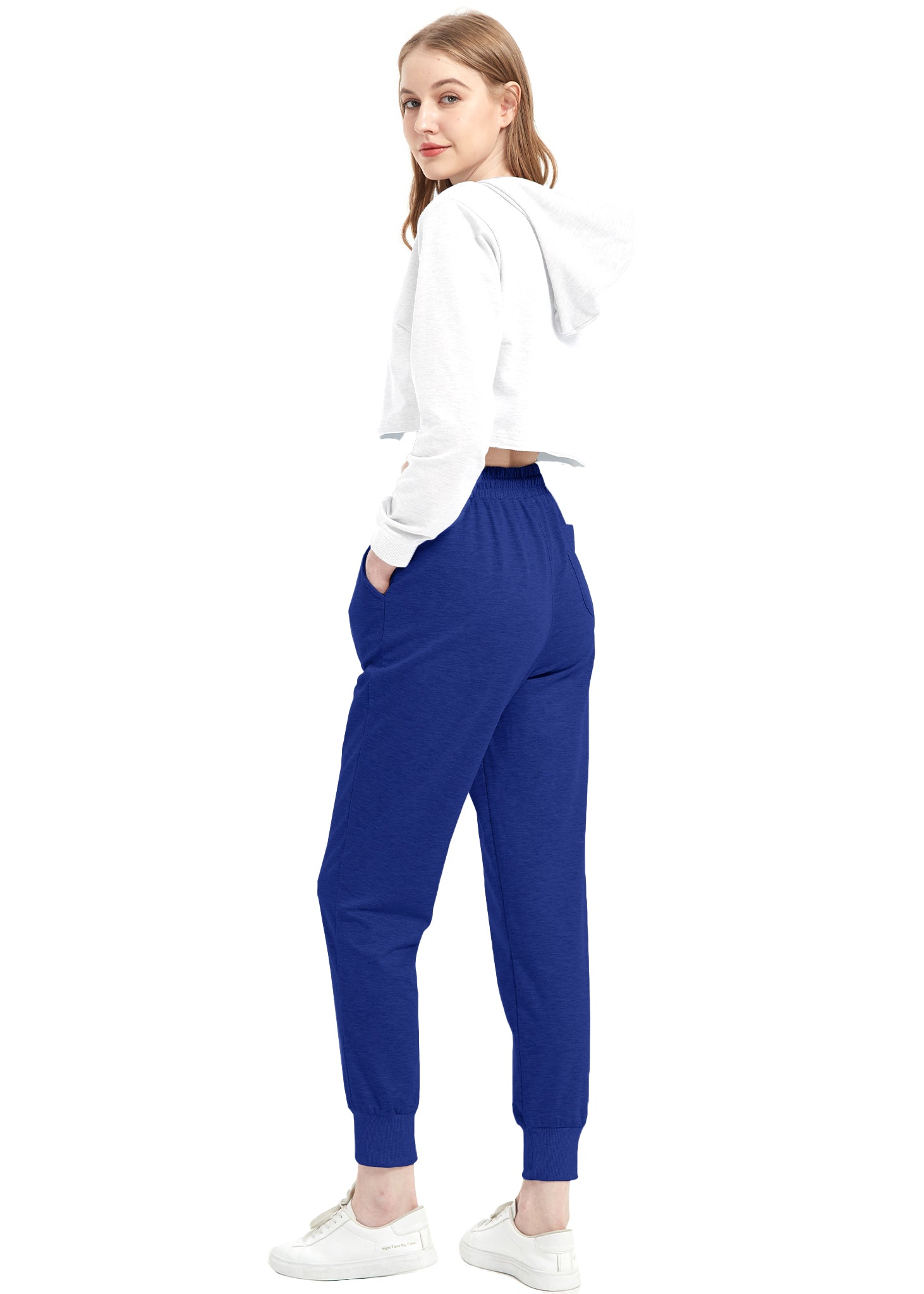 Conjunto de chándal Anna-Kaci para mujer, sudadera con capucha corta y pantalones deportivos con cordón, conjunto de joggers cónicos para mujer, 2 piezas