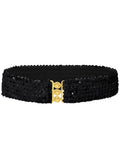 Cinturones de lentejuelas brillantes para mujer de Anna-Kaci, cinturón elástico brillante con cintura elástica para disfraz de fiesta de discoteca