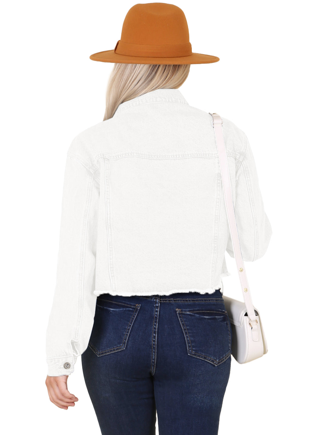 Chaqueta vaquera corta con dobladillo sin rematar y bolsillos