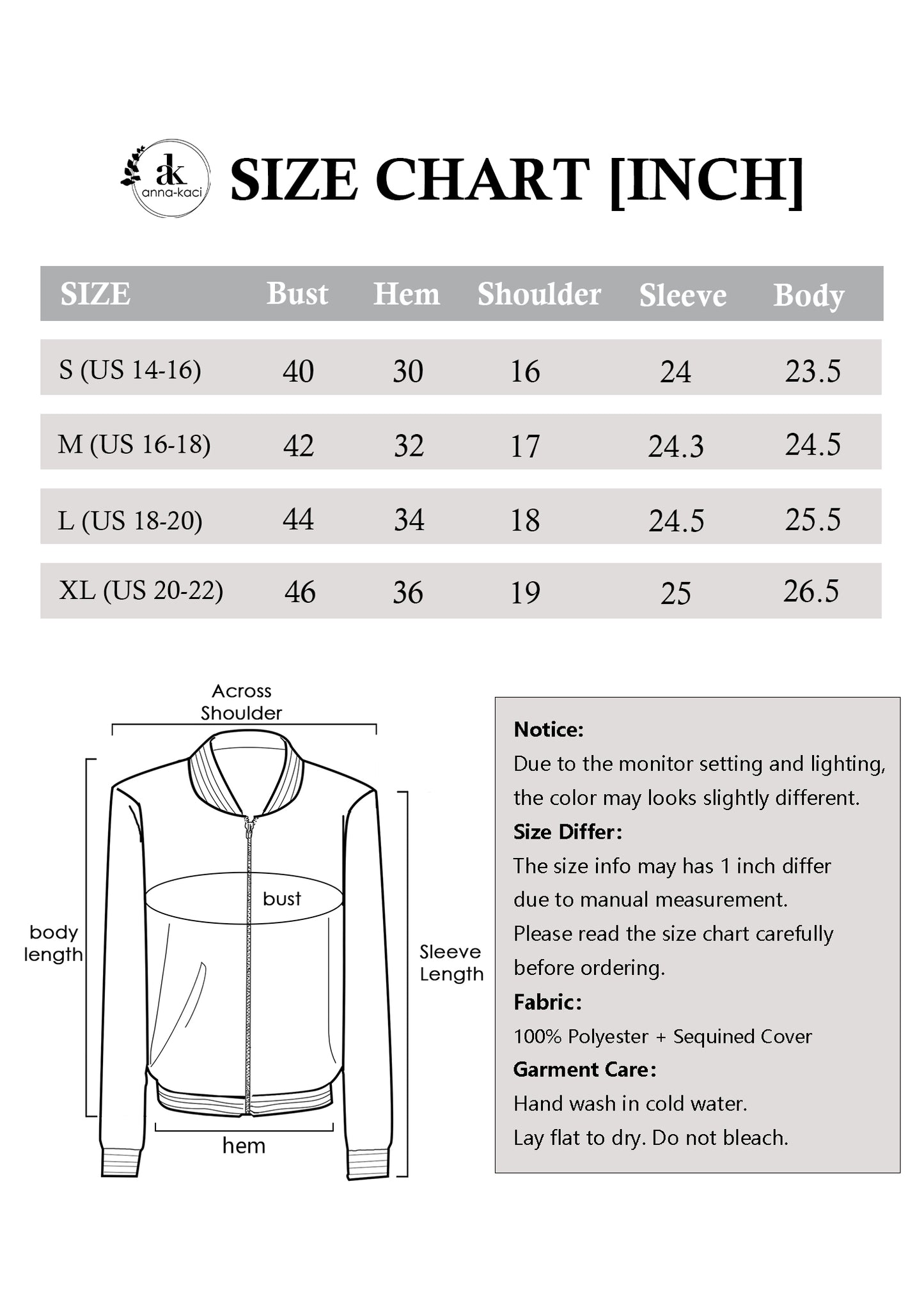 Anna-Kaci Womens Sparkly Sequin Jacket Glitter Long Sleeves Front Zip Up Bomber Jacket with Ribbed Cuffs