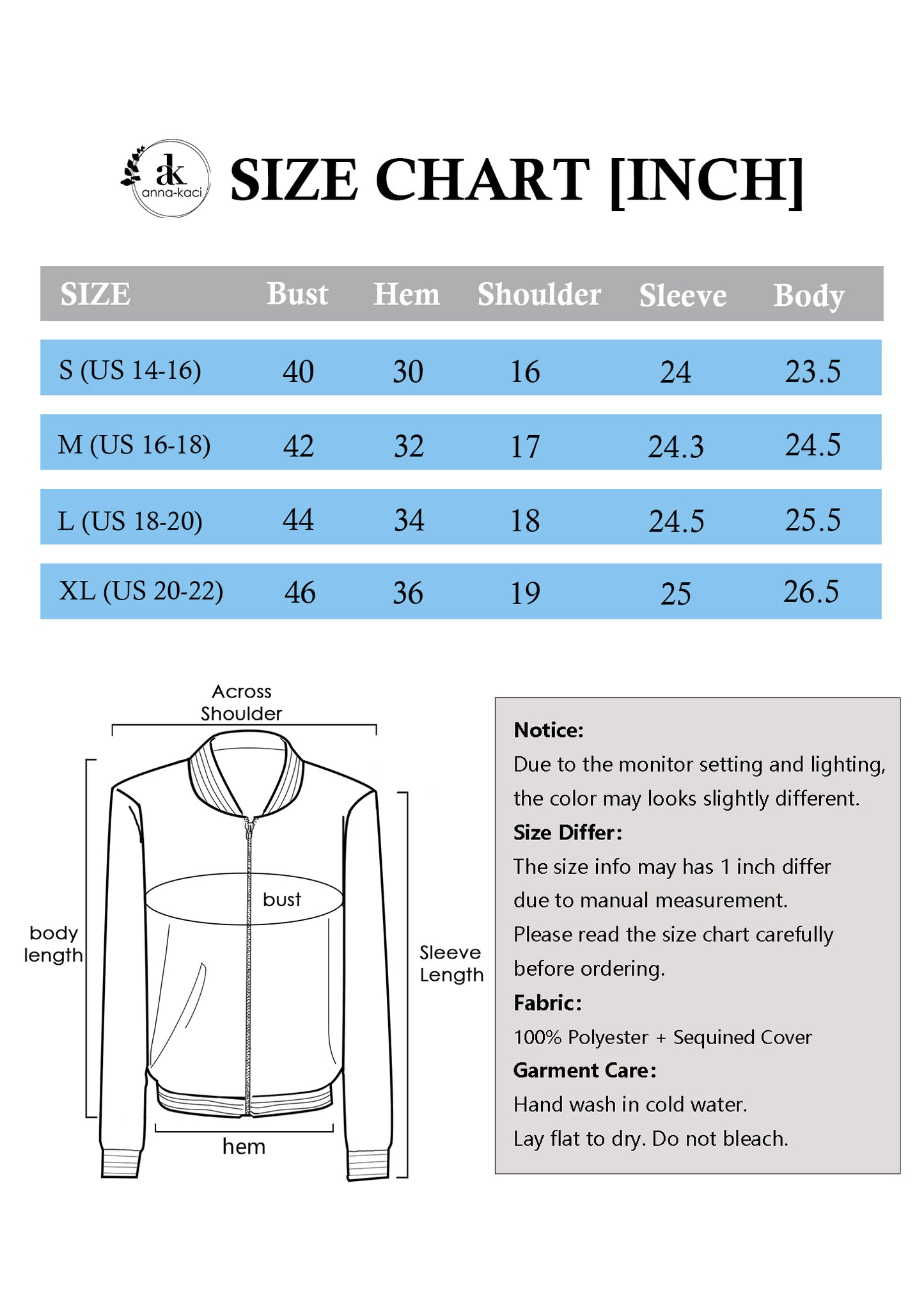 Anna-Kaci Womens Sparkly Sequin Jacket Glitter Long Sleeves Front Zip Up Bomber Jacket with Ribbed Cuffs