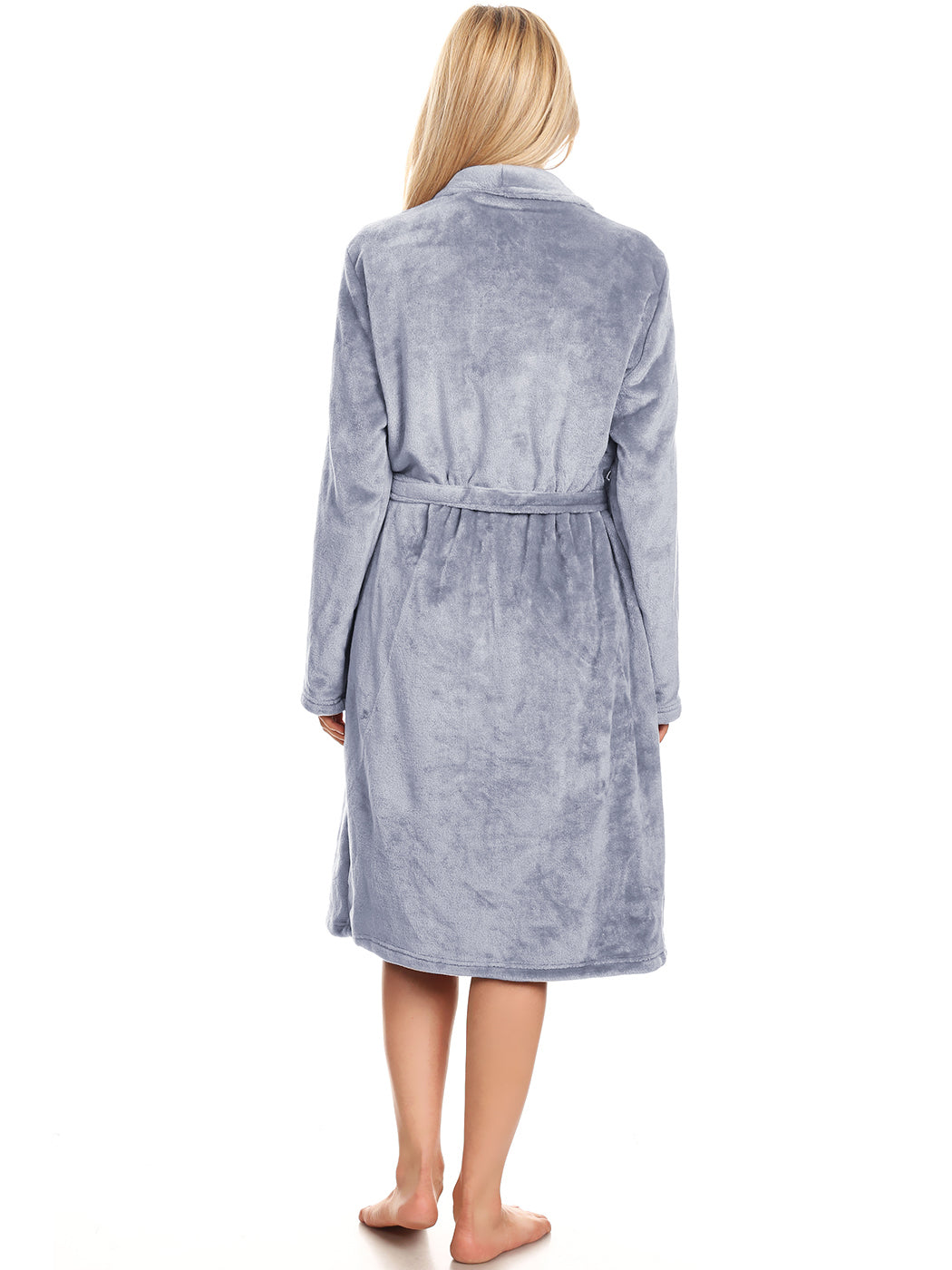 Albornoz unisex de polar largo con cuello chal suave de Anna-Kaci, gris, talla pequeña/mediana