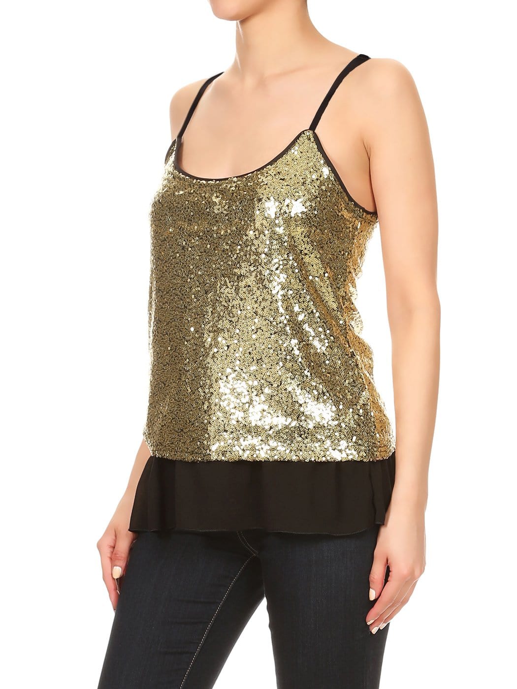 Camisola sin mangas con lentejuelas y escote tipo espagueti