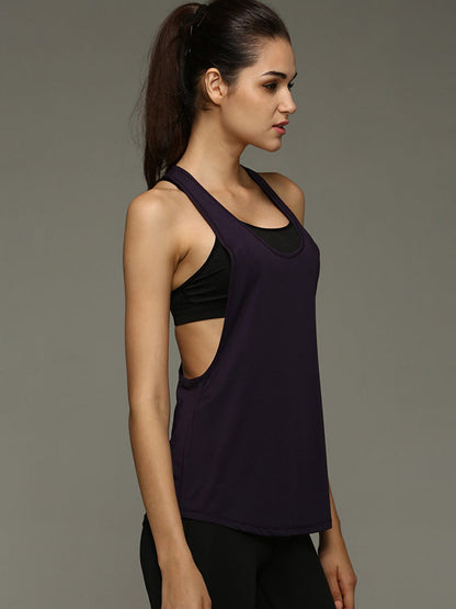 Camiseta sin mangas holgada con espalda cruzada para hacer yoga