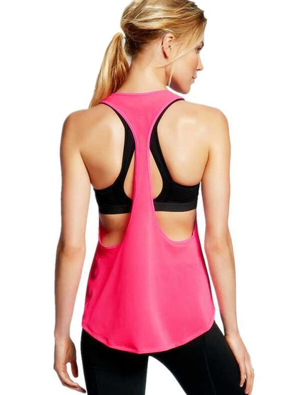 Camiseta sin mangas holgada con espalda cruzada para hacer yoga