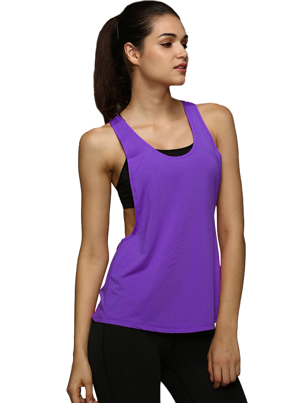 Camiseta sin mangas holgada con espalda cruzada para hacer yoga