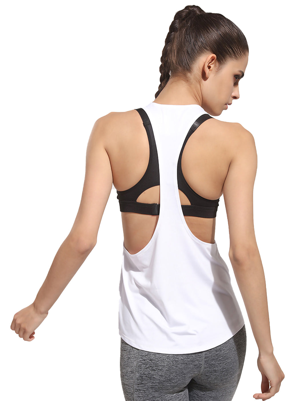 Camiseta sin mangas holgada con espalda cruzada para hacer yoga