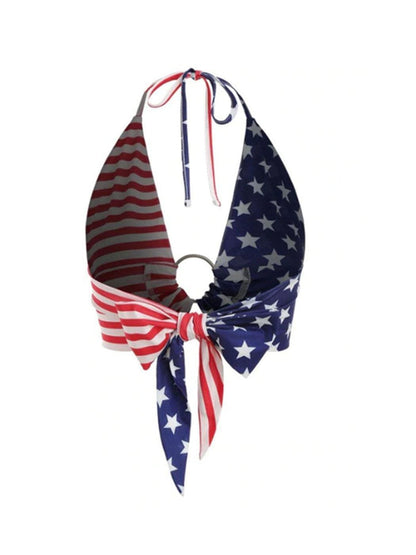 Anna-Kaci American Flag Halter Neck Strapless Tube Top Bralette USA | Anna-Kaci