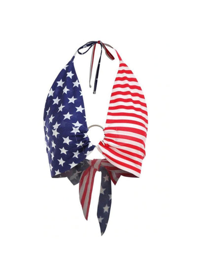 Anna-Kaci American Flag Halter Neck Strapless Tube Top Bralette USA | Anna-Kaci