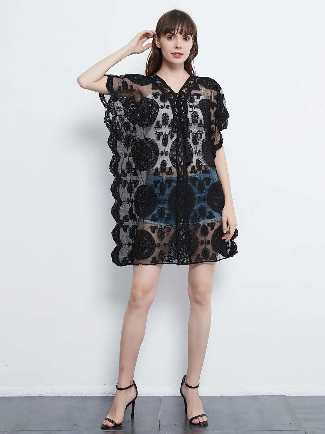 Anna-Kaci Embroidered Mesh Sheer Midi Dress| Womens | Anna-Kaci