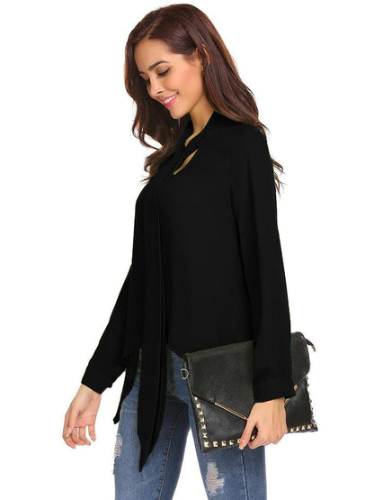 Anna-Kaci Flowy Chiffon Bow Blouse by Anna-Kaci