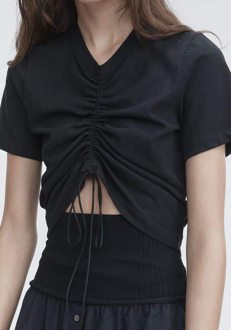 Anna-Kaci Gathered Chic Short Sleeve T-Shirt by Anna-Kaci Large / Black