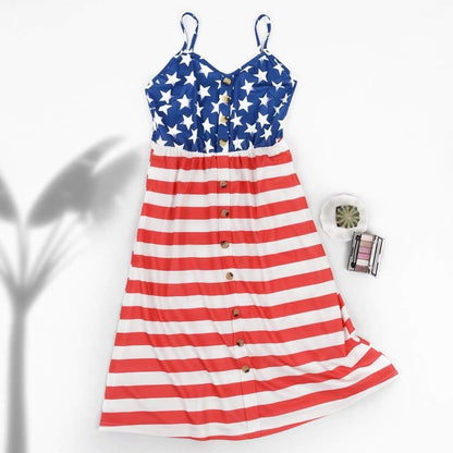 Anna-Kaci Independence Day Flag Dress With Suspenders And Buttons | Anna-Kaci