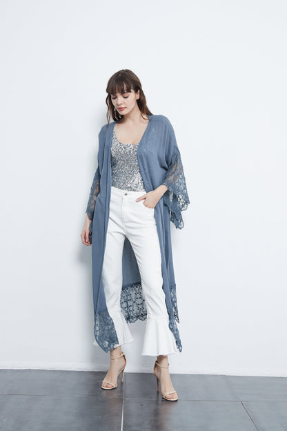 Anna-Kaci Long Lace Kimono Cardigan With Wide Sleeves | Womens | Anna-Kaci