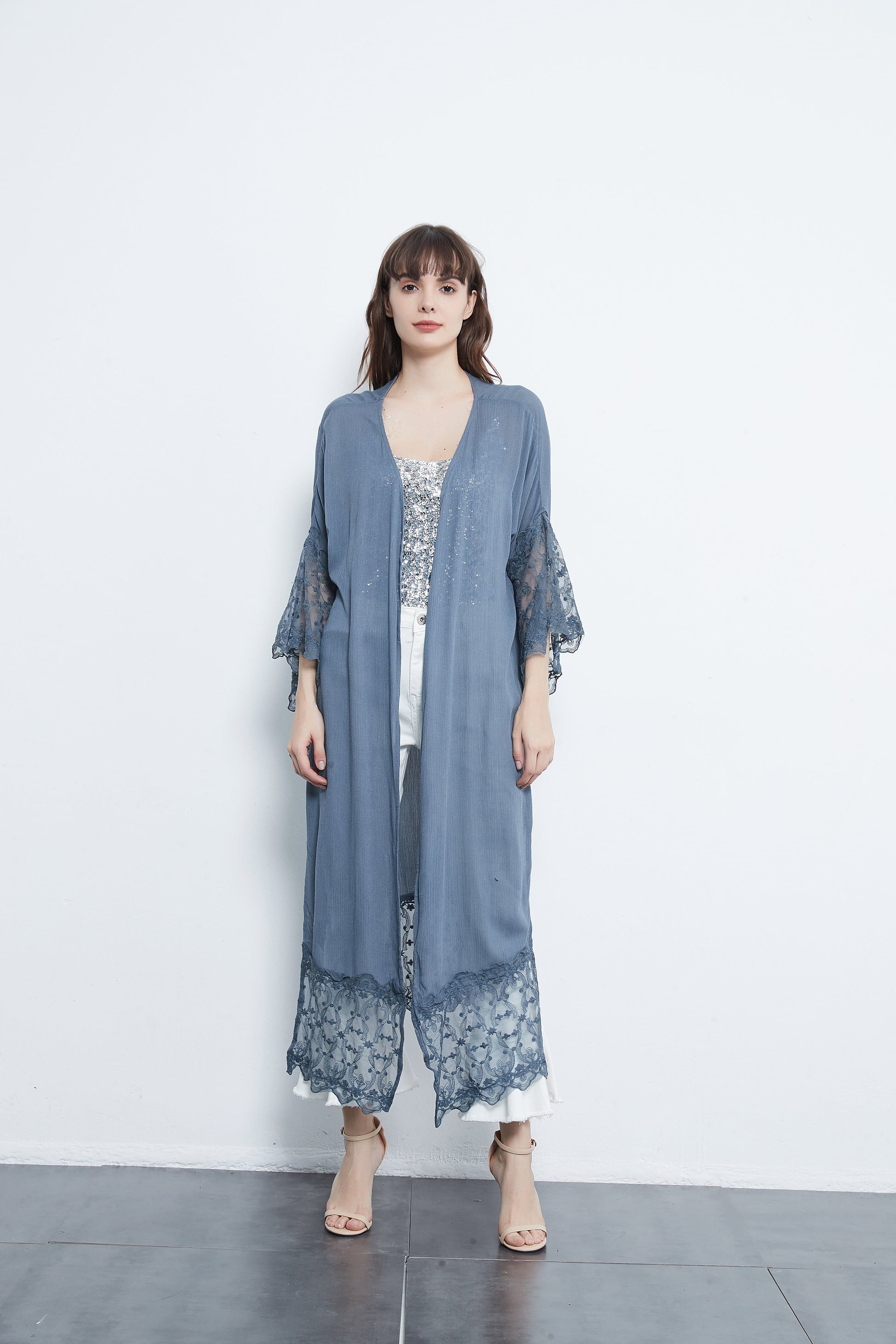 Anna-Kaci Long Lace Kimono Cardigan With Wide Sleeves | Womens | Anna-Kaci