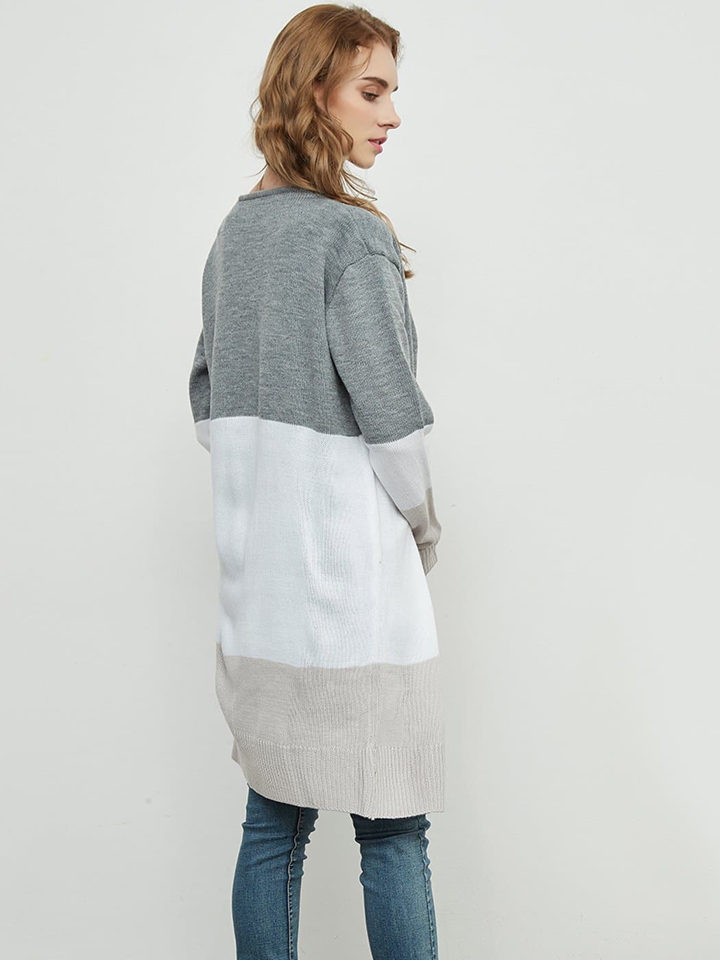 Anna-Kaci Long Sleeve Knit Sweater Soft Outwear Striped Draped Kimono Cardigan | Womens | Anna-Kaci