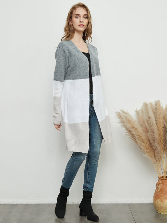 Anna-Kaci Long Sleeve Knit Sweater Soft Outwear Striped Draped Kimono Cardigan | Womens | Anna-Kaci XL / Grey