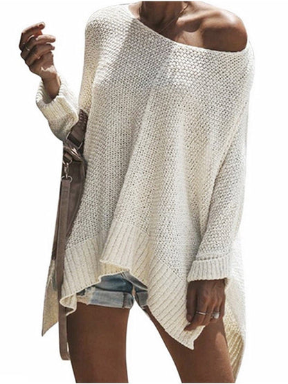 Anna-Kaci Loose Bat Sleeve Off Shoulder Knit Tunic | Anna-Kaci X-Large / White