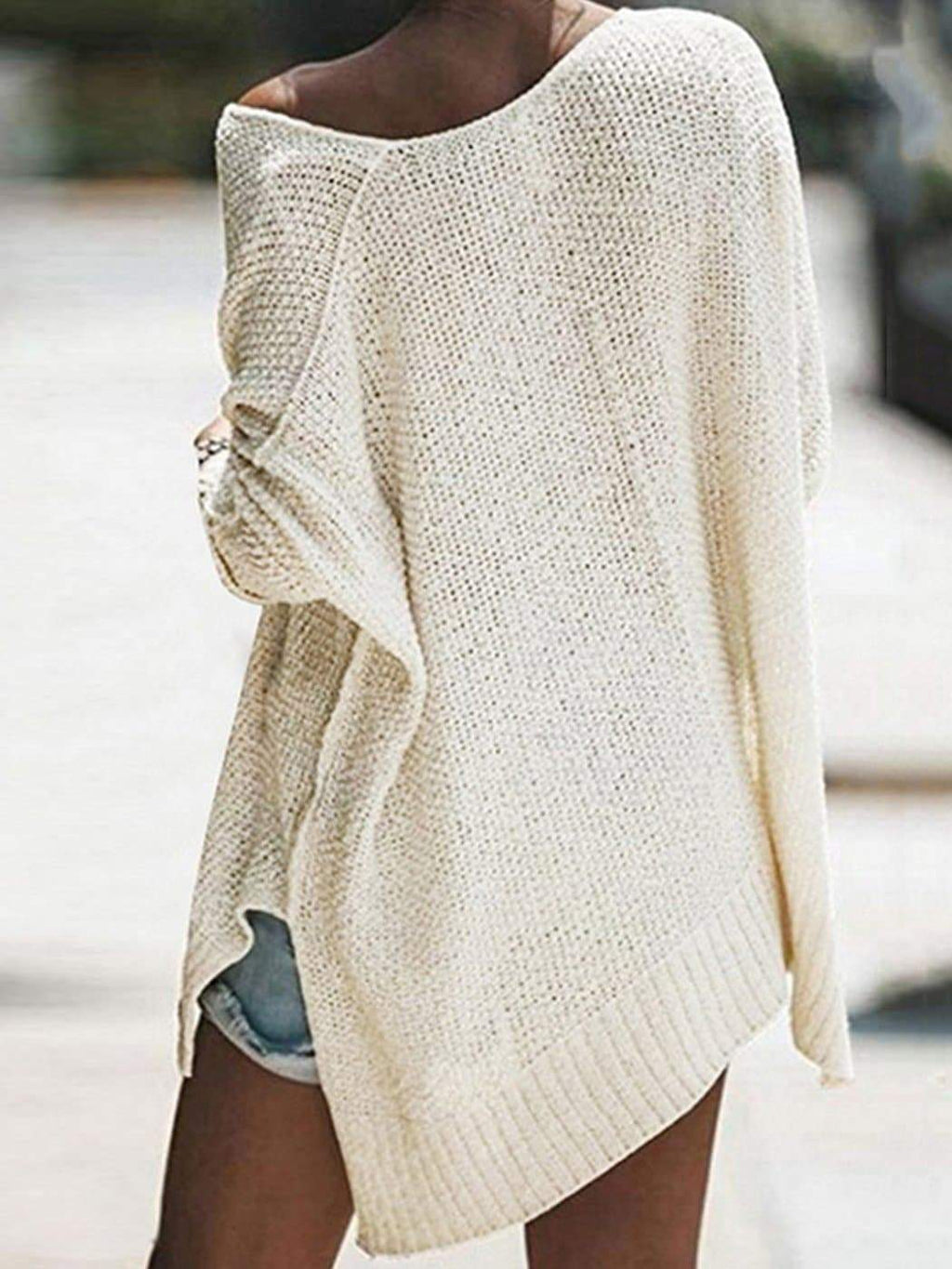 Anna-Kaci Loose Bat Sleeve Off Shoulder Knit Tunic | Anna-Kaci X-Large / White