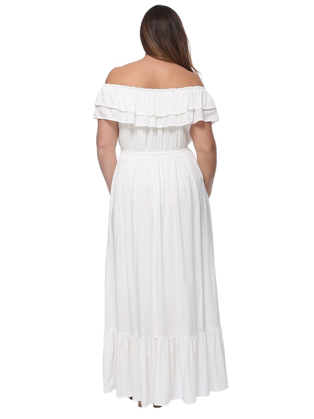 Anna-Kaci Plus Size Off Shoulder Ruffle Empire Maxi Dress for Women | Anna-Kaci