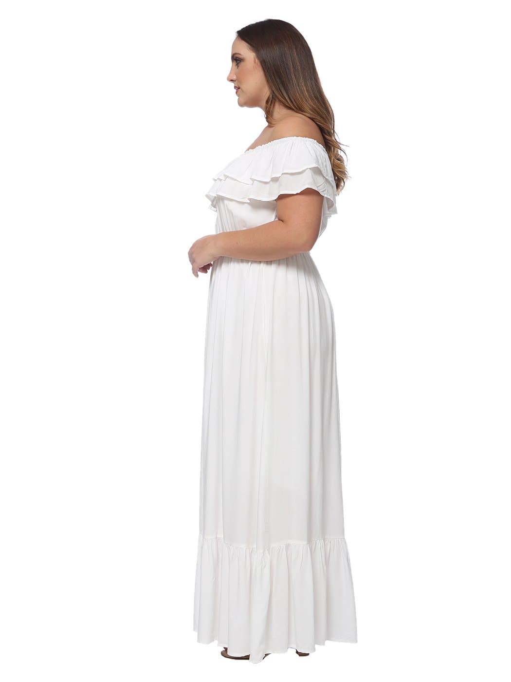 Anna-Kaci Plus Size Off Shoulder Ruffle Empire Maxi Dress for Women | Anna-Kaci