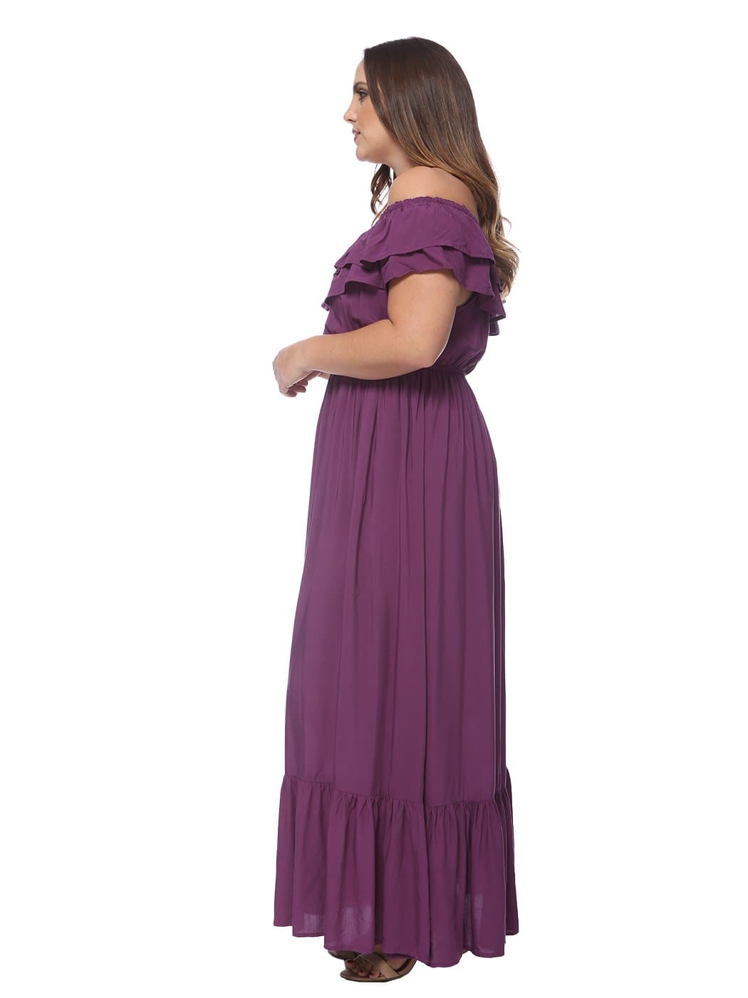 Anna-Kaci Plus Size Off Shoulder Ruffle Empire Maxi Dress for Women | Anna-Kaci