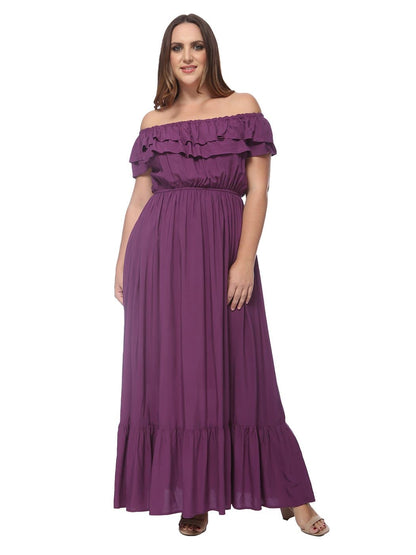 Anna-Kaci Plus Size Off Shoulder Ruffle Empire Maxi Dress for Women | Anna-Kaci