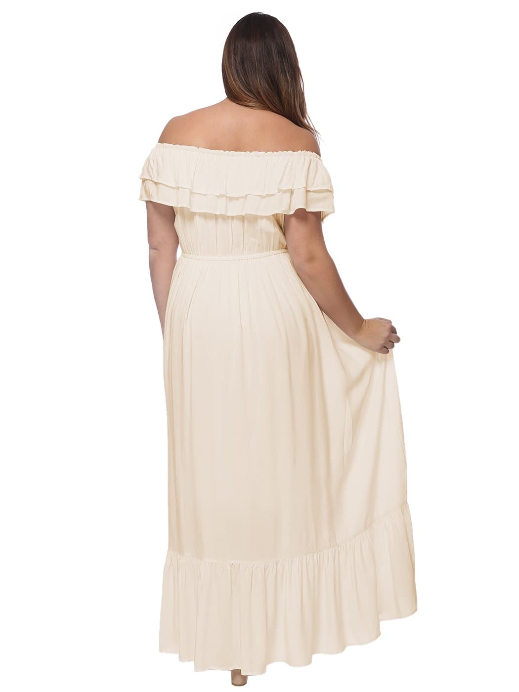 Anna-Kaci Plus Size Off Shoulder Ruffle Empire Maxi Dress for Women | Anna-Kaci