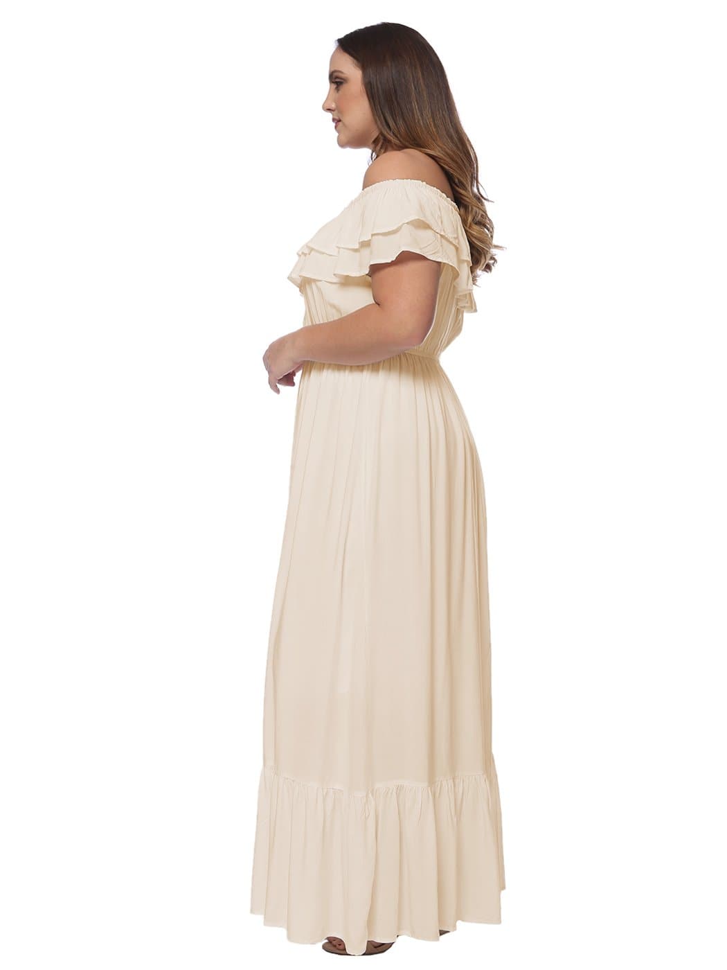Anna-Kaci Plus Size Off Shoulder Ruffle Empire Maxi Dress for Women | Anna-Kaci