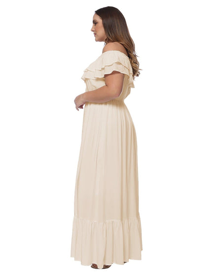 Anna-Kaci Plus Size Off Shoulder Ruffle Empire Maxi Dress for Women | Anna-Kaci