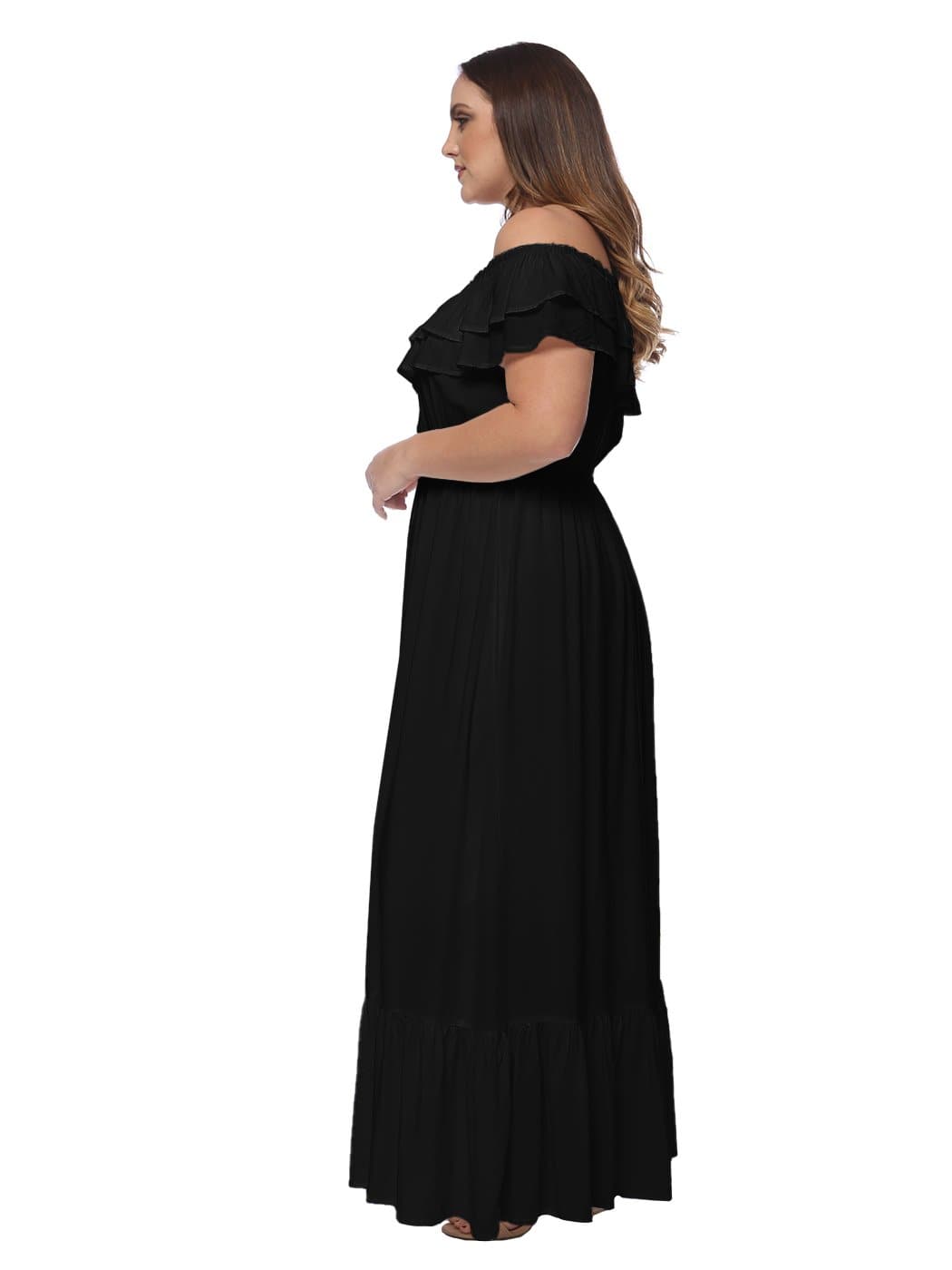 Anna-Kaci Plus Size Off Shoulder Ruffle Empire Maxi Dress for Women | Anna-Kaci