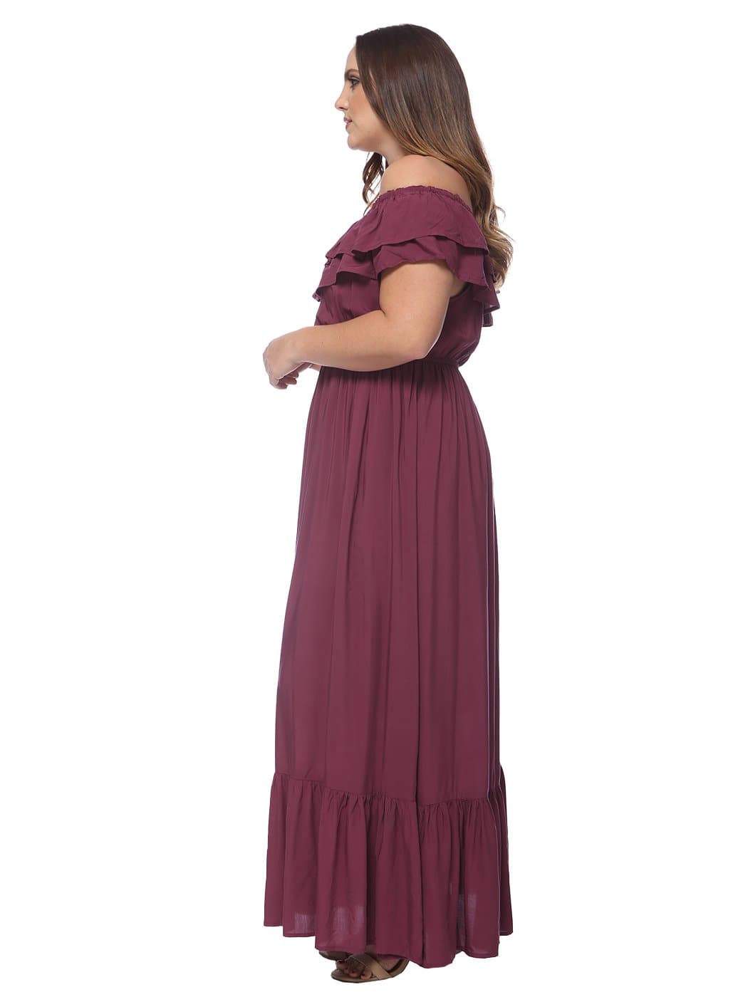 Anna-Kaci Plus Size Off Shoulder Ruffle Empire Maxi Dress for Women | Anna-Kaci