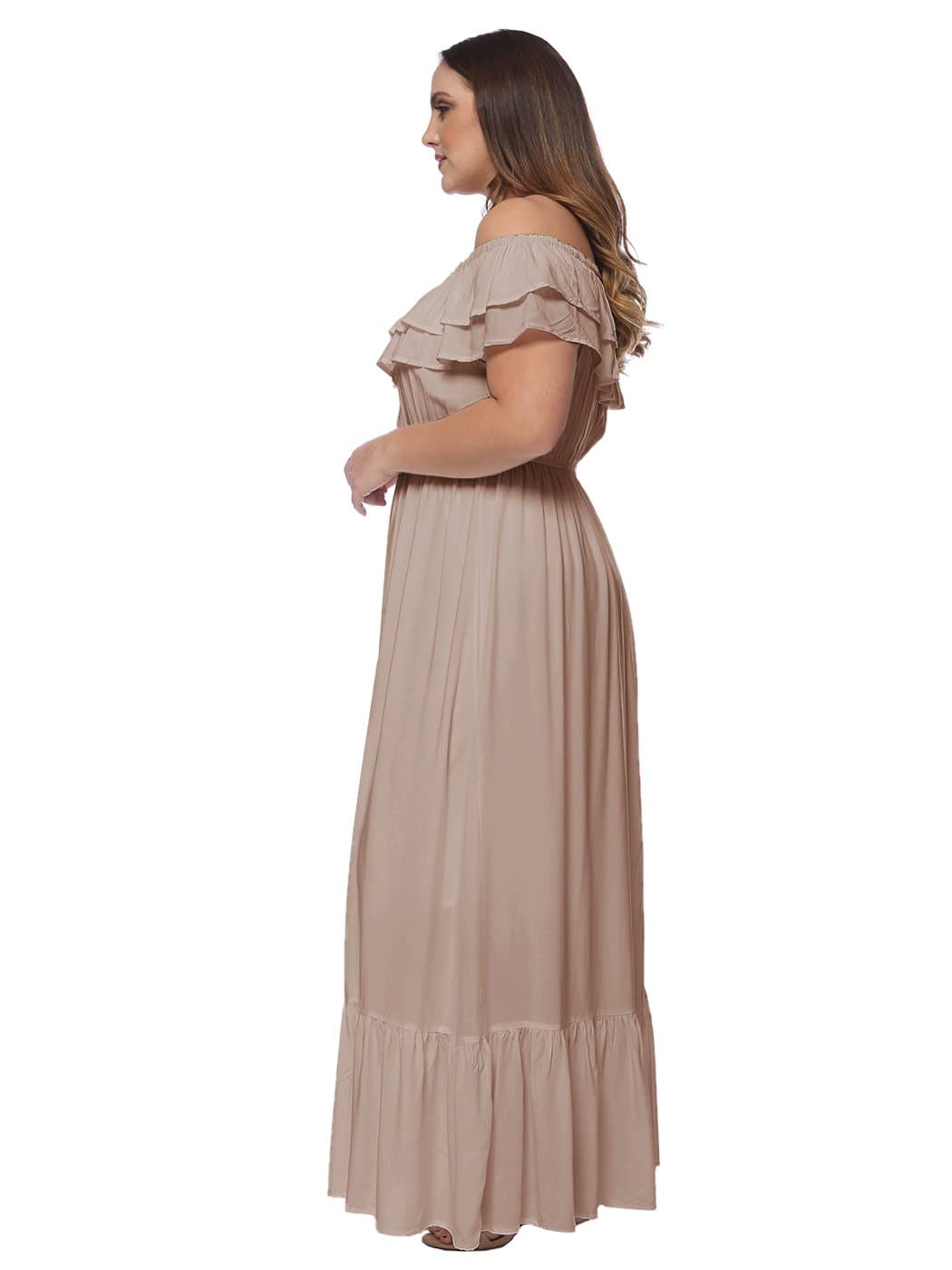 Anna-Kaci Plus Size Off Shoulder Ruffle Empire Maxi Dress for Women | Anna-Kaci