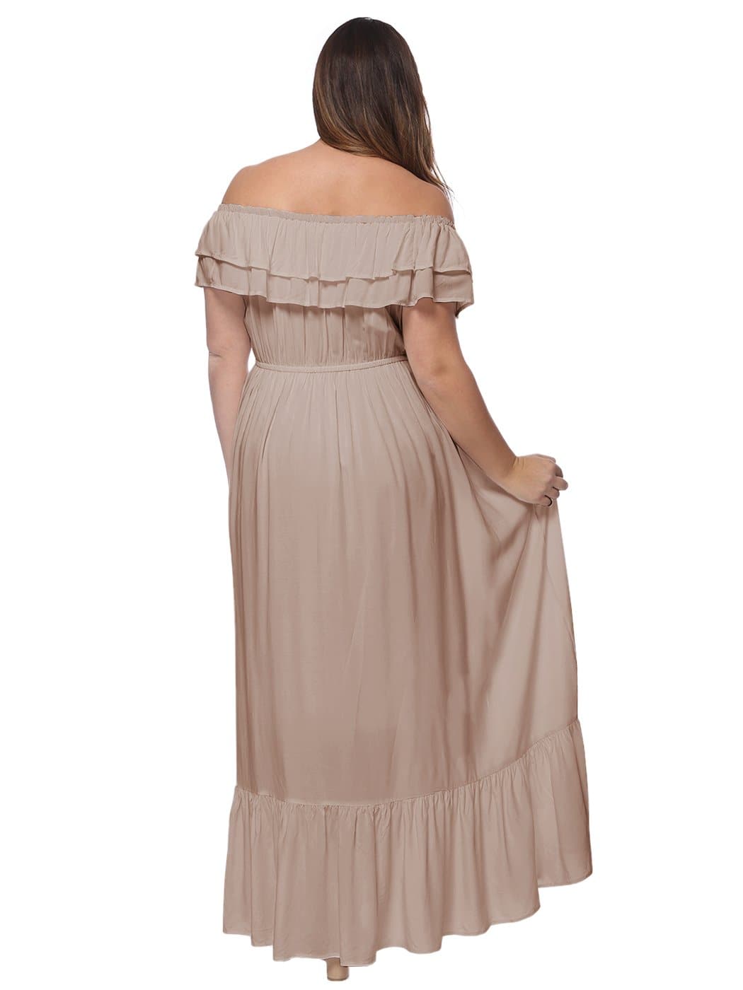 Anna-Kaci Plus Size Off Shoulder Ruffle Empire Maxi Dress for Women | Anna-Kaci