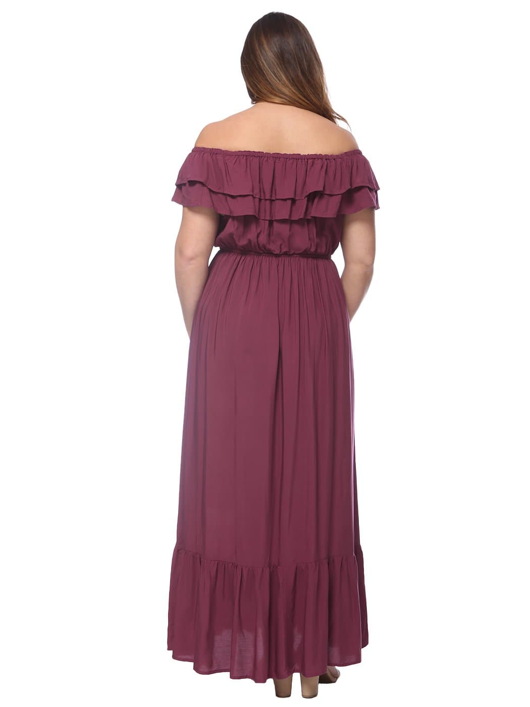 Anna-Kaci Plus Size Off Shoulder Ruffle Empire Maxi Dress for Women | Anna-Kaci