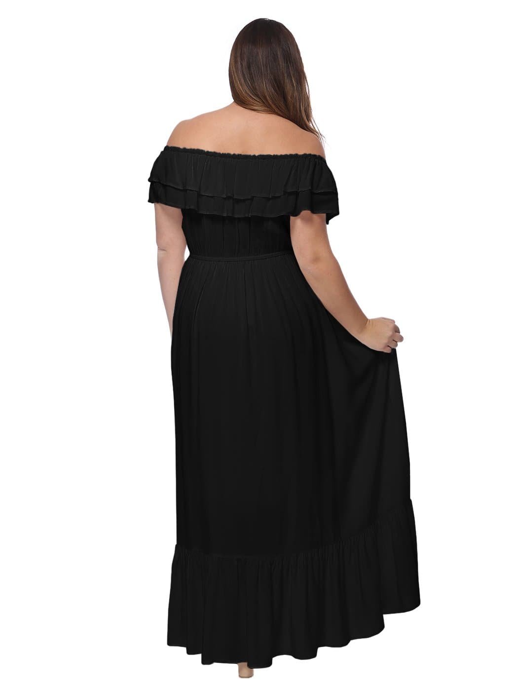 Anna-Kaci Plus Size Off Shoulder Ruffle Empire Maxi Dress for Women | Anna-Kaci