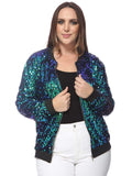 Anna-Kaci Plus Size Sequin Bomber Jacket for Women by Anna-Kaci Large / Mermaid