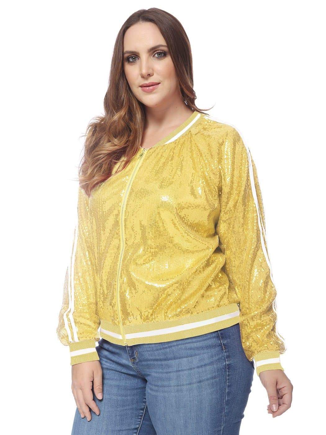 Anna-Kaci Plus Size Sequin Bomber Jacket for Women by Anna-Kaci
