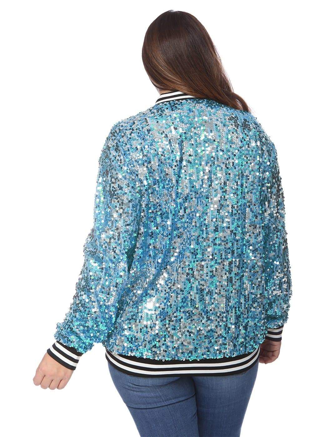 Anna-Kaci Plus Size Sequin Bomber Jacket for Women by Anna-Kaci