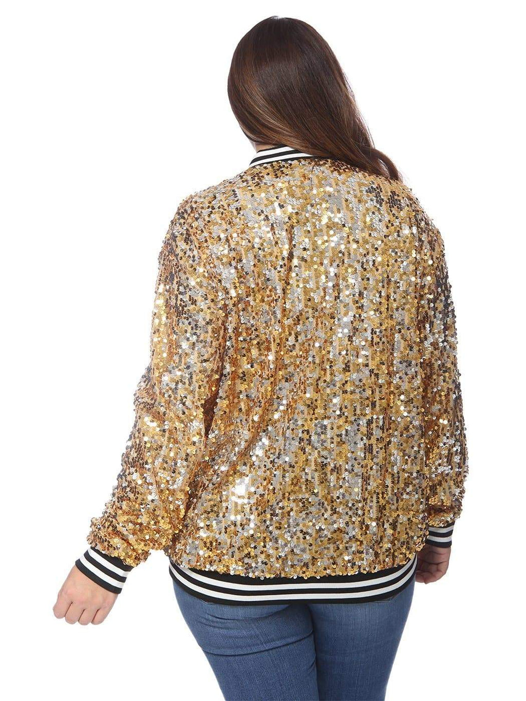 Anna-Kaci Plus Size Sequin Bomber Jacket for Women by Anna-Kaci
